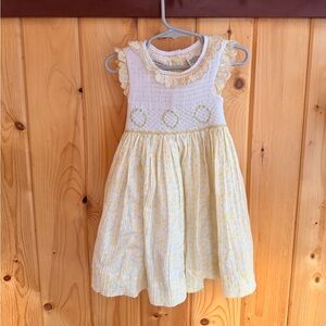 Laura Ashley Yellow and White Casual Kids Dress